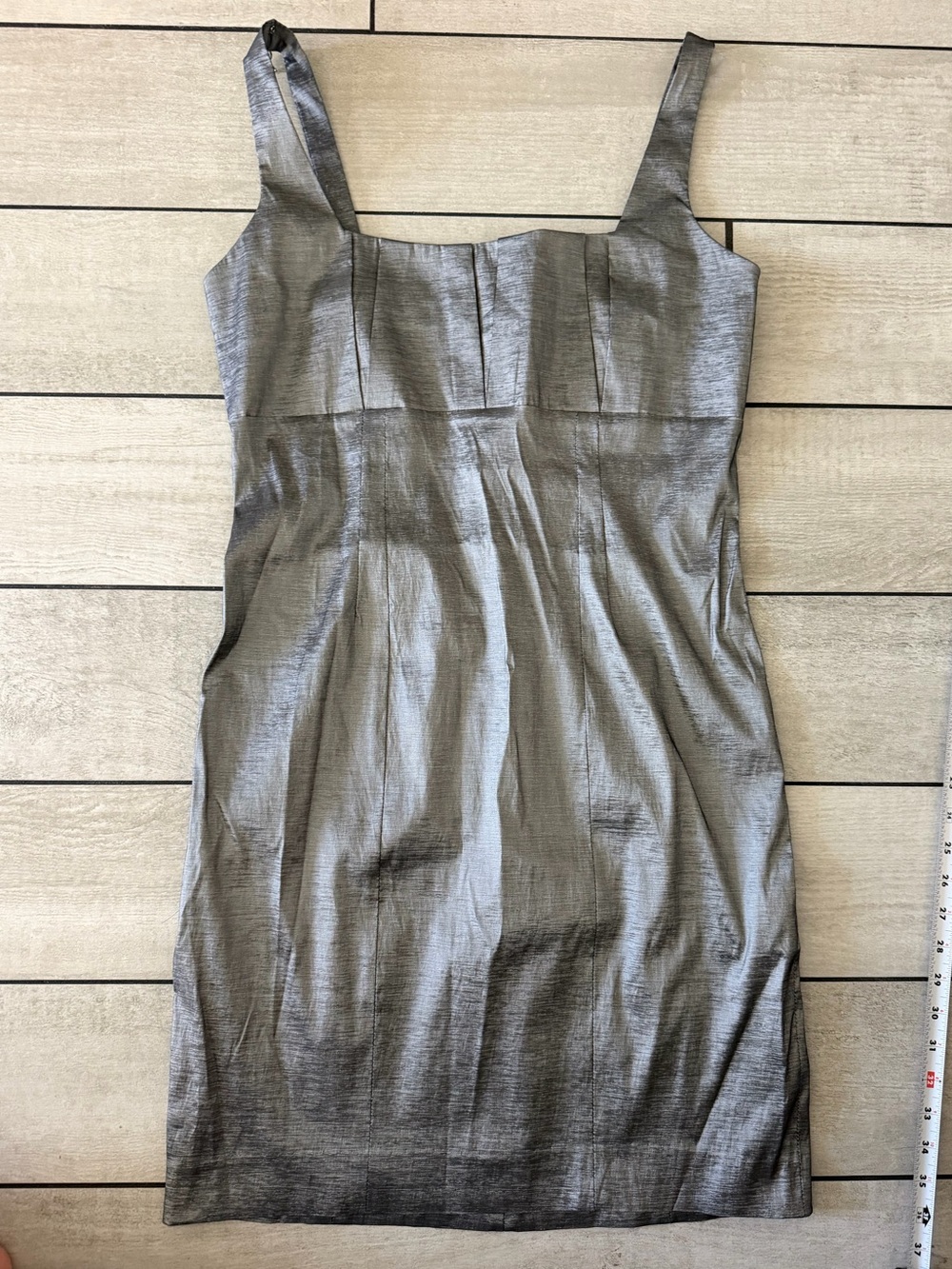 Calvin Klein Silver Square-Neck Midi Sheath Dress